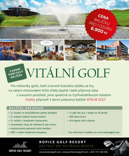 Pobytový balíček na 2 noci s golfem Vitální golf